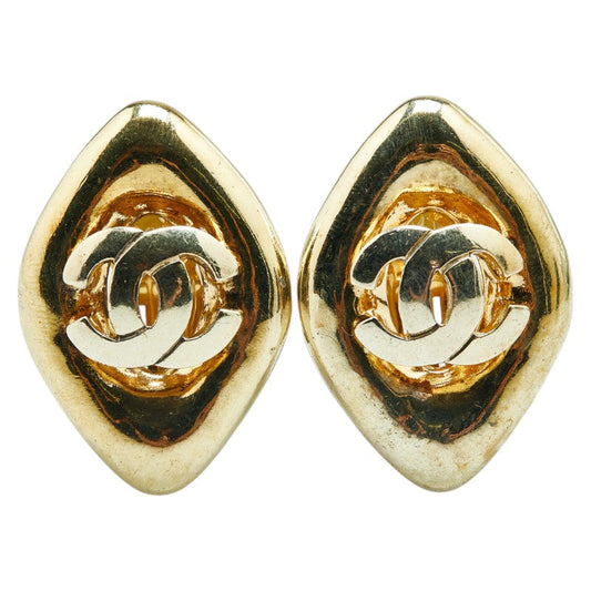 Chanel Vintage Coco Mark Gold Earrings
