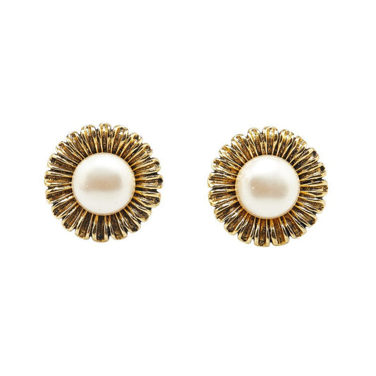 Chanel Gold Plated Earrings with Faux Pearl