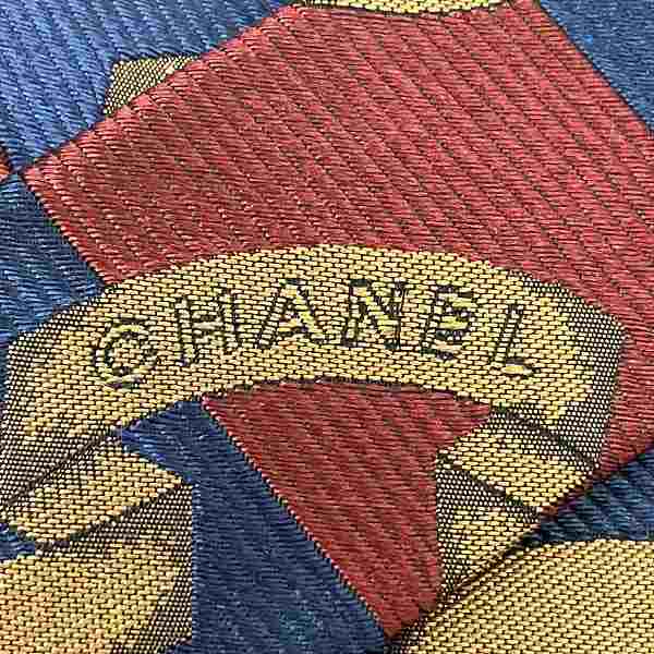 Chanel Silk Tie Red Navy