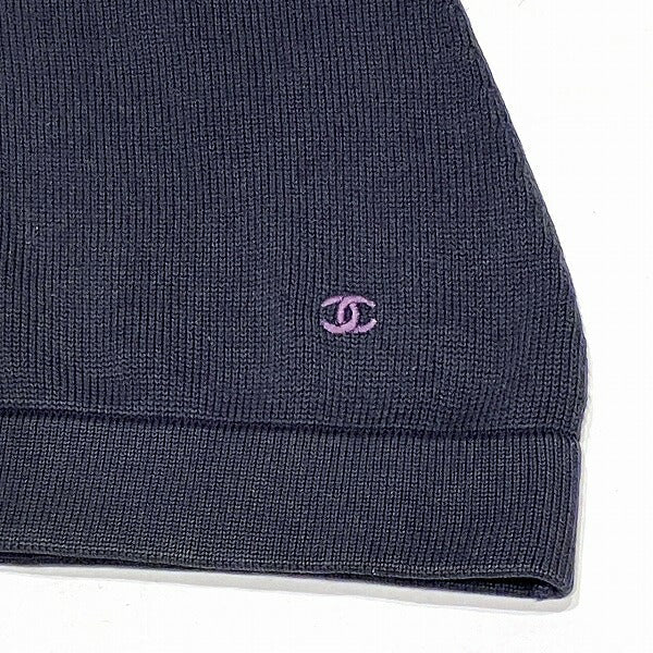 Chanel Navy Knit Cardigan with Gold Button