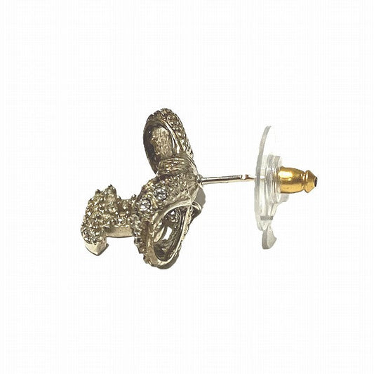 Chanel Coco Mark Ribbon Rhinestone Earrings