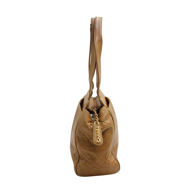 Luxury Chanel Vintage Tan Quilted Shoulder Bag