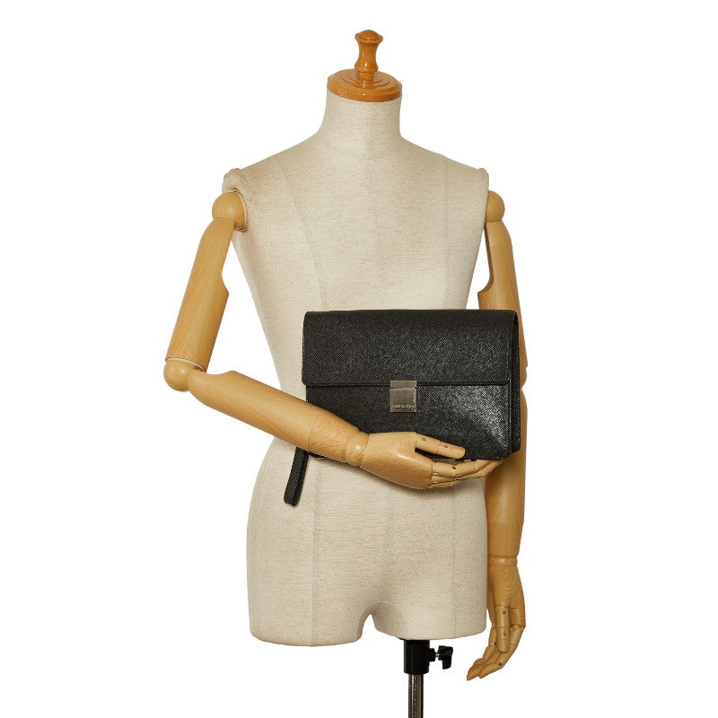 Louis Vuitton Taiga Selenga Backpack Second Bag M30782 Black Leather Men LOUIS VUITTON