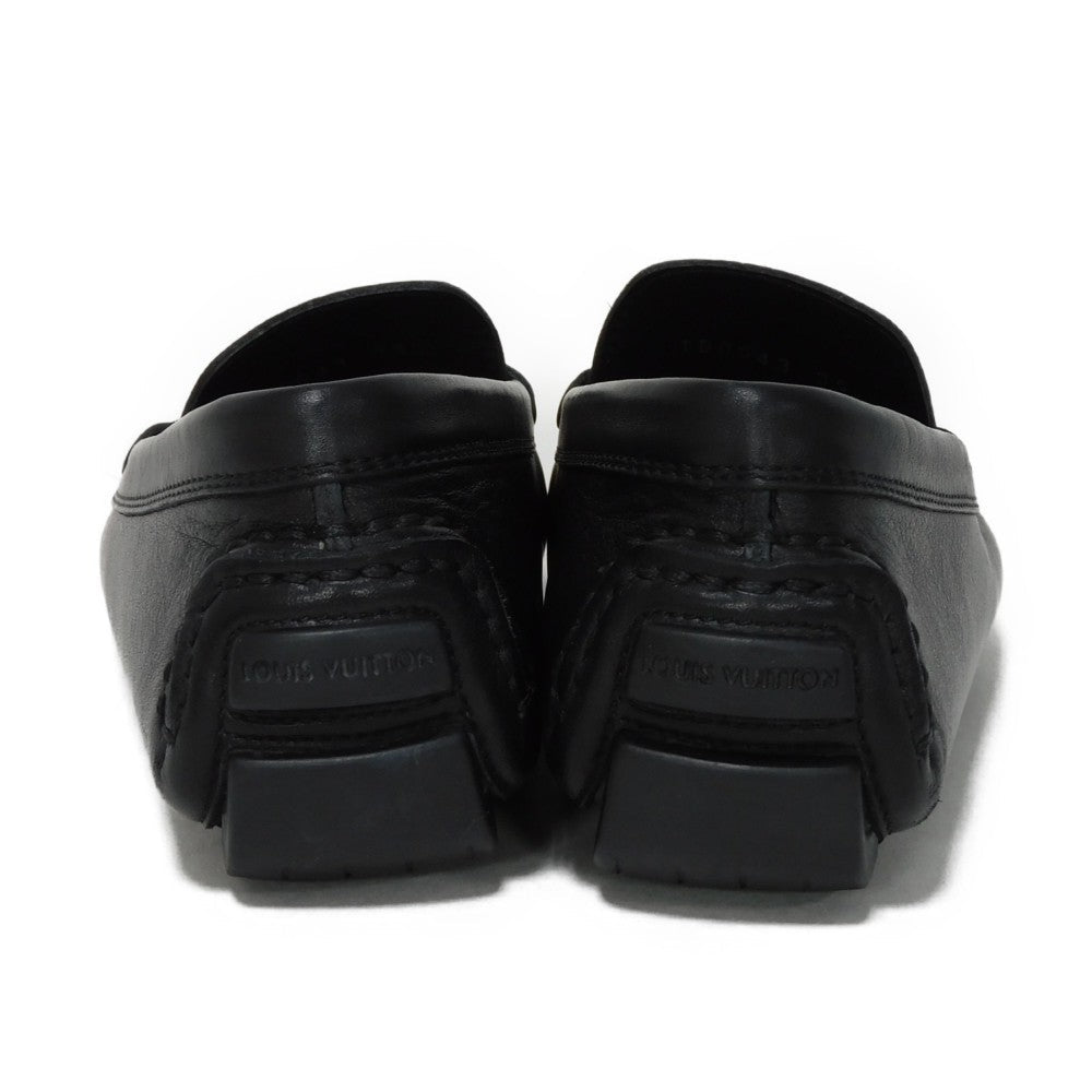 LOUIS VUITTON loafers Calf leather Noir logo S-lock Driving shoes 35 1/2