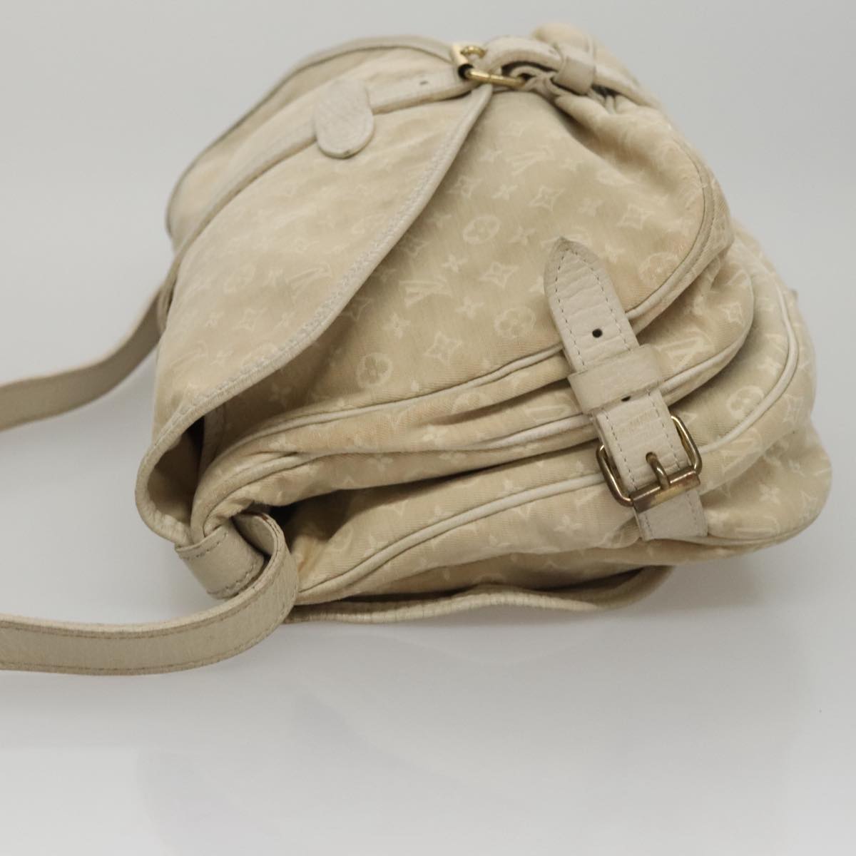 LOUIS VUITTON Monogram Mini Lin Saumur PM Shoulder Bag Ivory M95314 105746