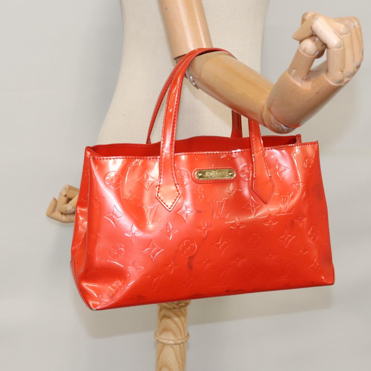 LOUIS VUITTON Monogram Vernis Wilshire PM Hand Bag Orenge M93644 LV 107674