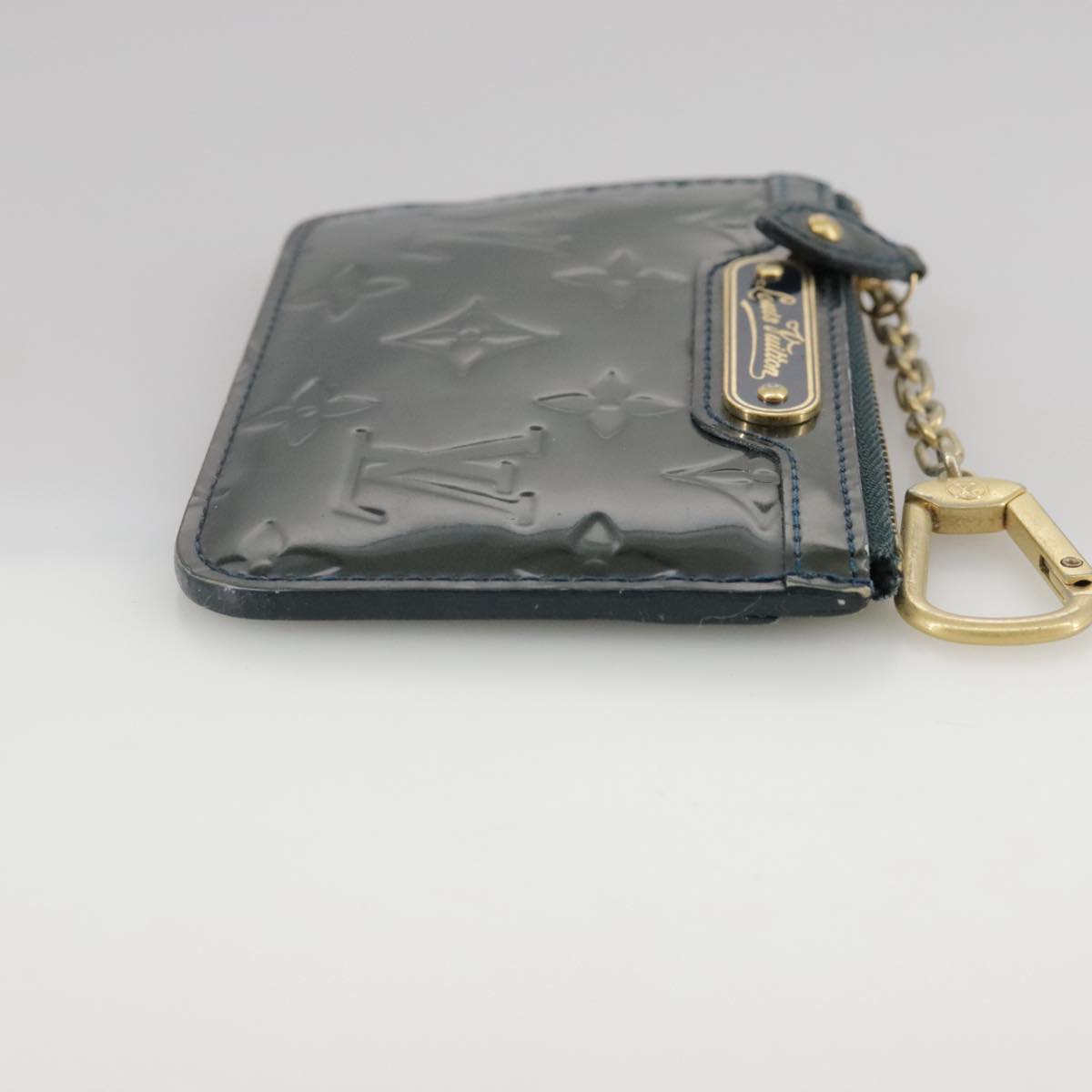 LOUIS VUITTON Monogram Vernis Pochette Cles NM Purse Bluenuit M93665 108834