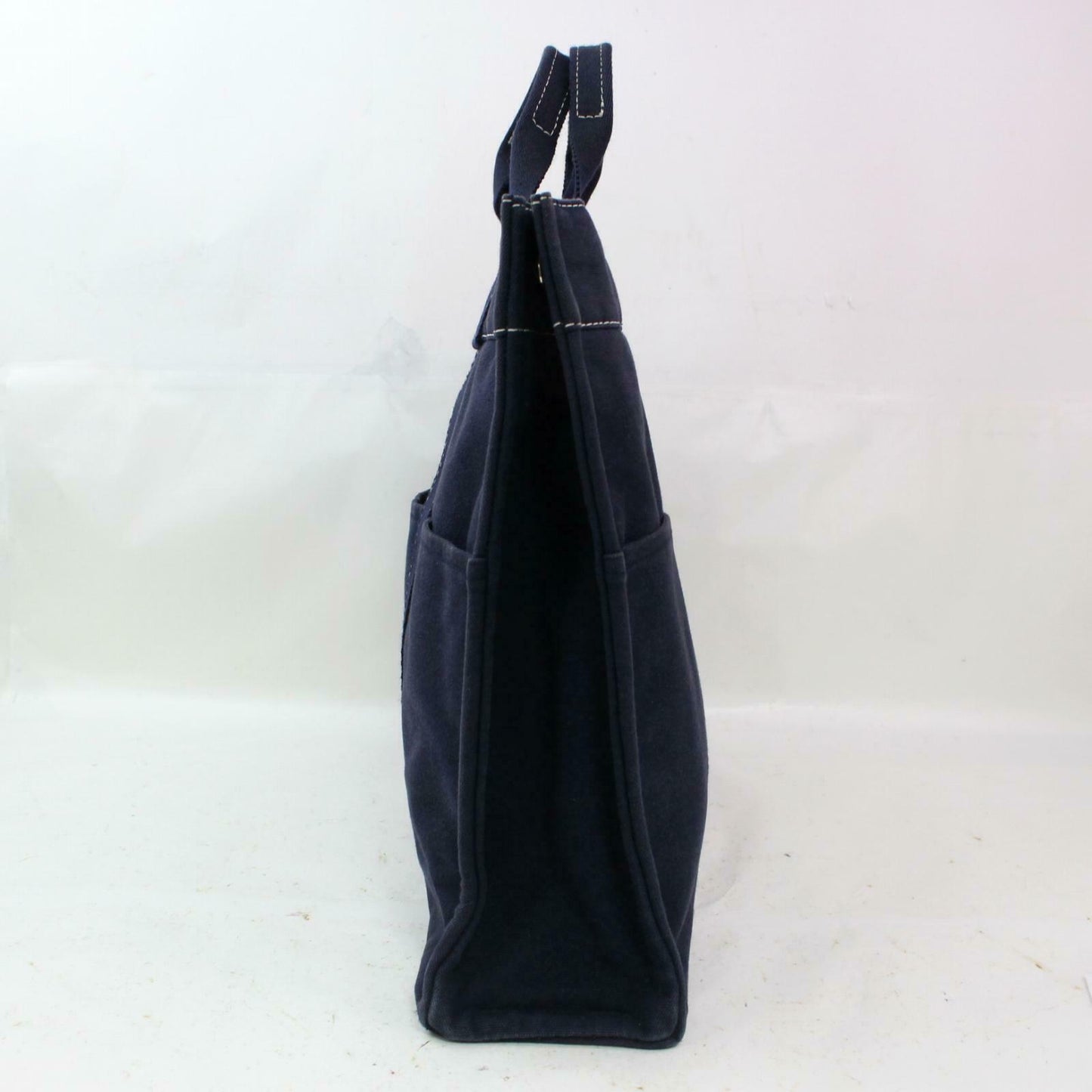 Luxury Hermes Tote Bag Deauville Navy Blue Canvas (SHC1-16189)