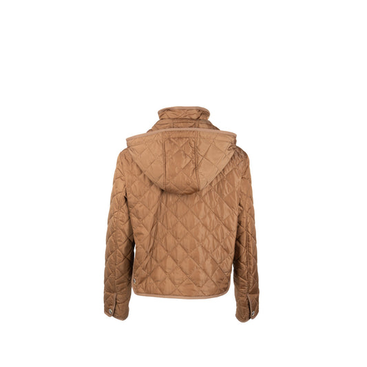 Burberry Size M Quilted Hooded Shell Jacket Polyamide Caramel