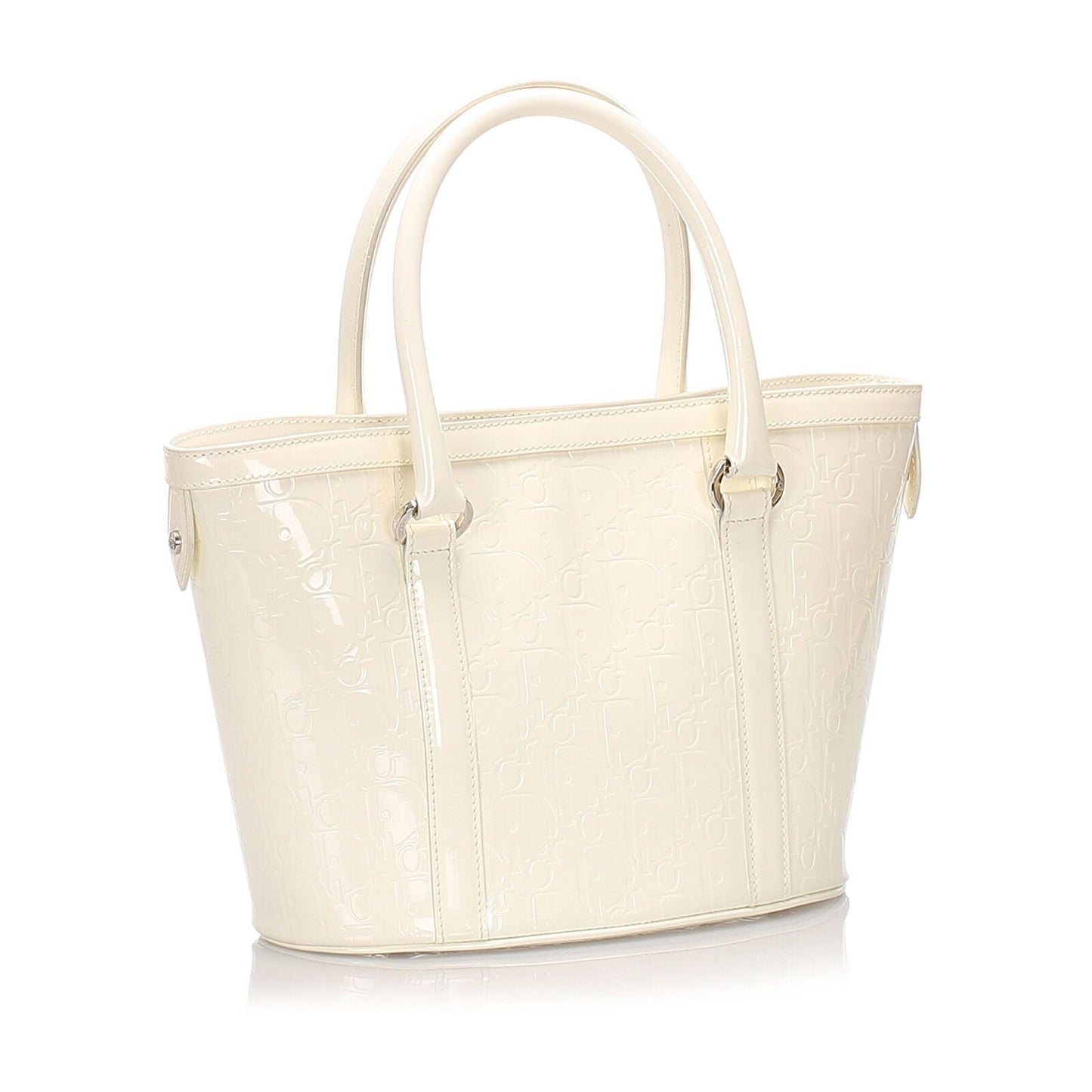 Luxury DiorWhite Patent Leather Oblique Tote Bag Italy