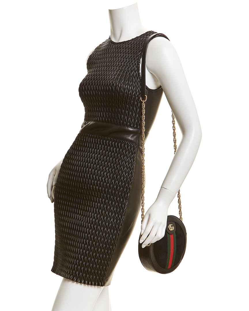 Gucci Ophidia Mini Round Suede & Leather Shoulder Bag