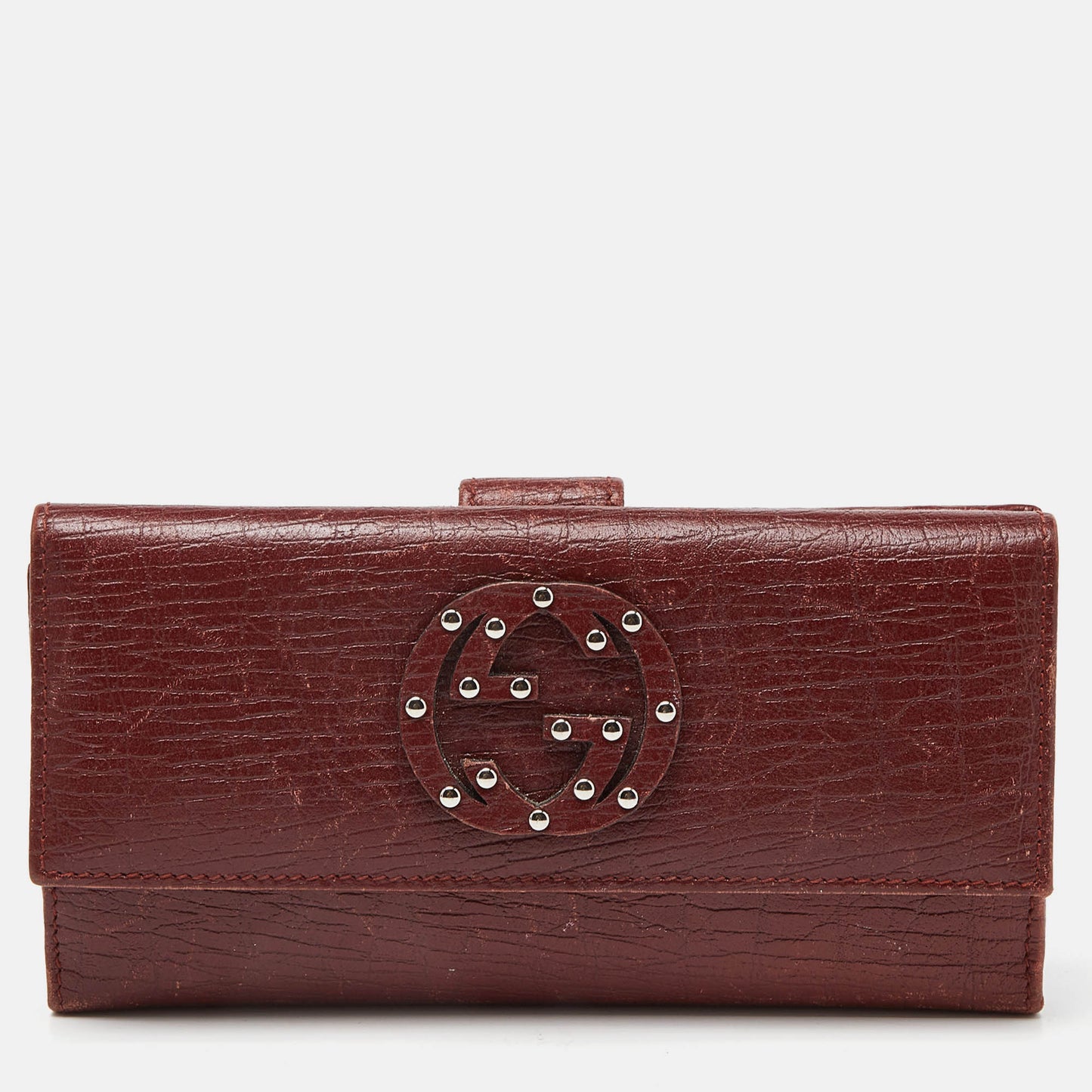 Luxury Gucci Trending 2025 Brick Leather Soho Studded Continental Wallet