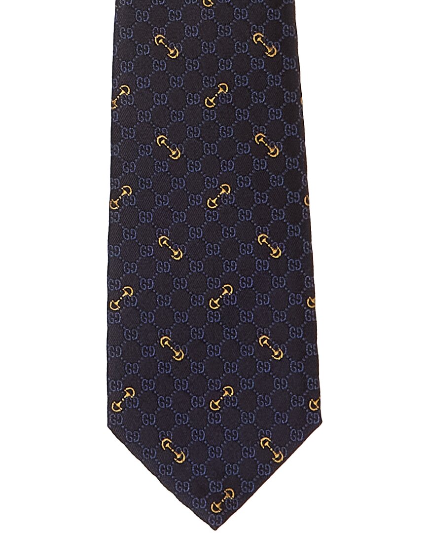 Gucci Navy Printed Silk Tie