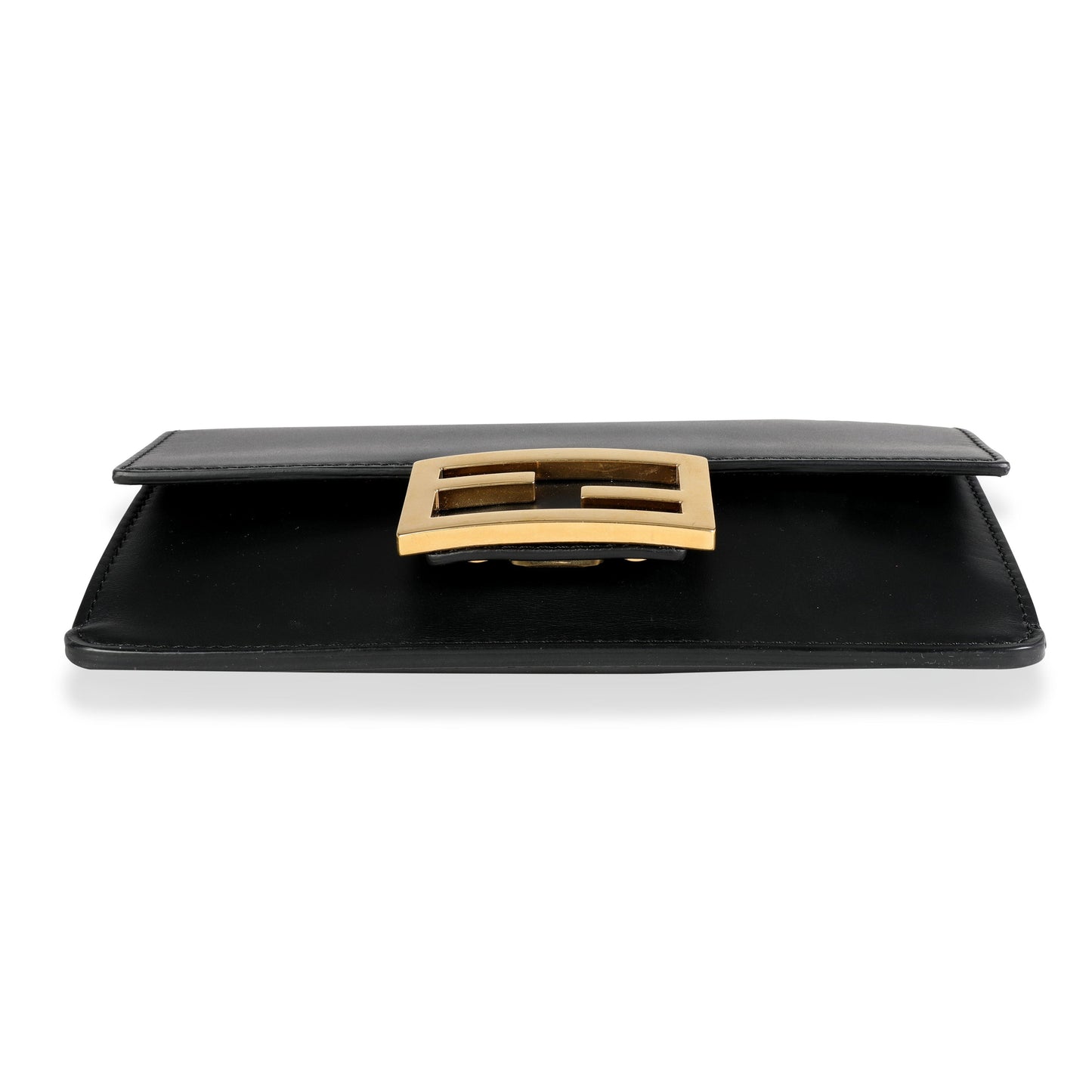 Luxury Fendi Black Calfskin Mini Flat Baguette with Black 'Strap You' Strap