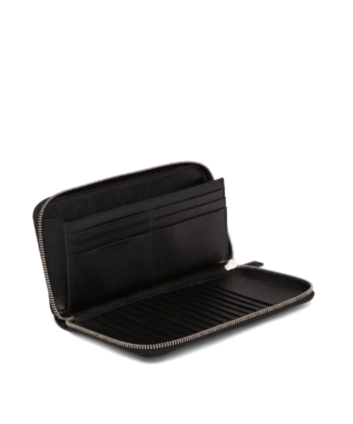 Luxury PradaLarge Saffiano Leather Wallet Black SiLouis Vuittoner Hardware
