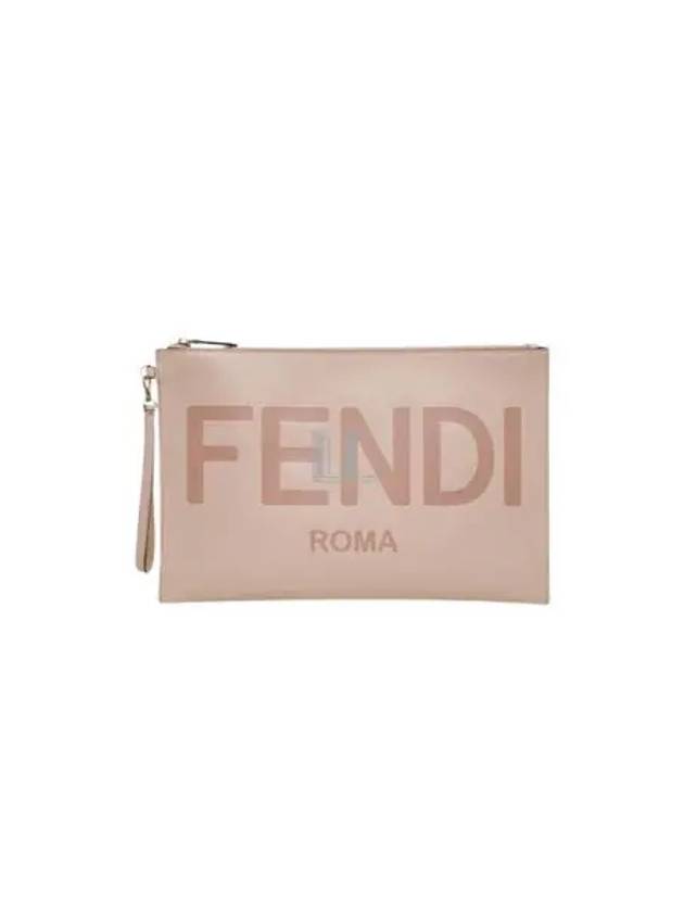 Luxury Fendi Logo Large Flat Clutch Bag Pink