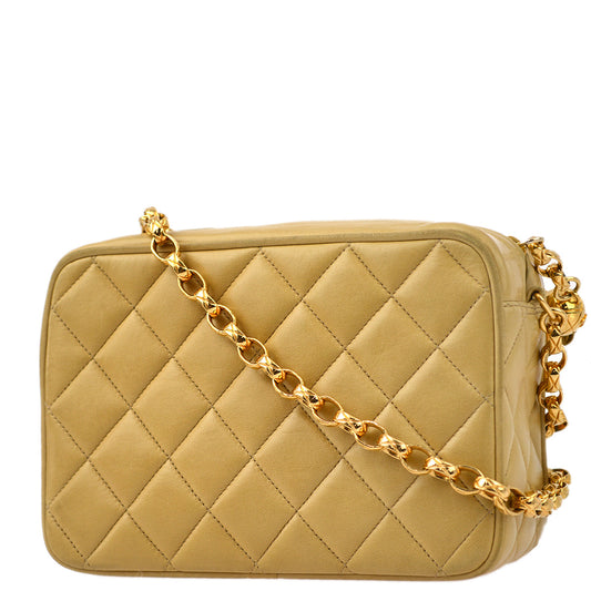 Luxury Chanel Beige Lambskin Fringe Camera Bag Mini