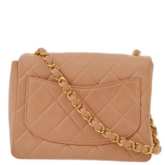 Chanel Pink Lambskin Mini Classic Square Flap Shoulder Bag 17