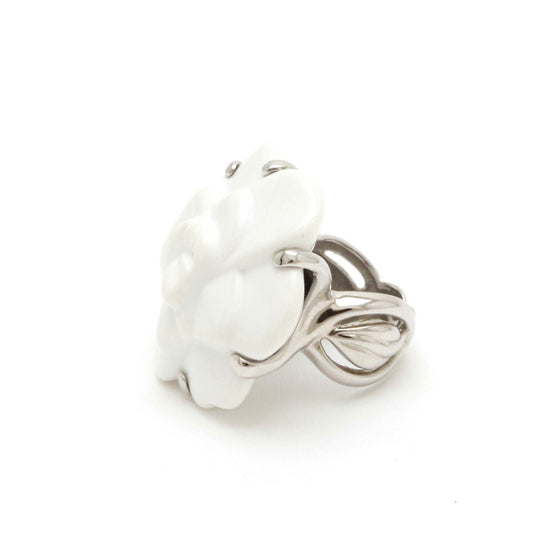 Chanel Camellia Chalcedony Ring K18WG