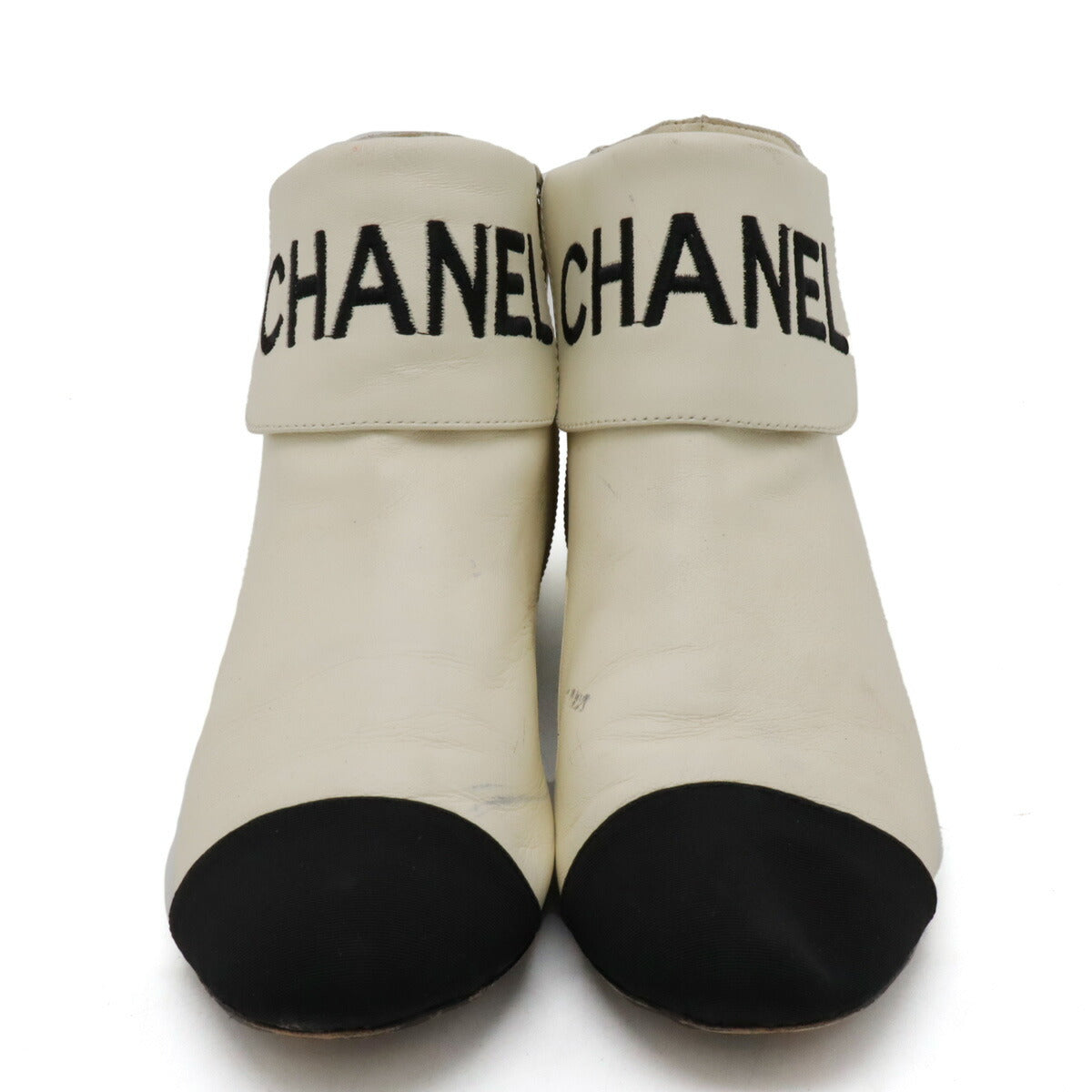 Chanel Fabric Logo Short Boots Leather