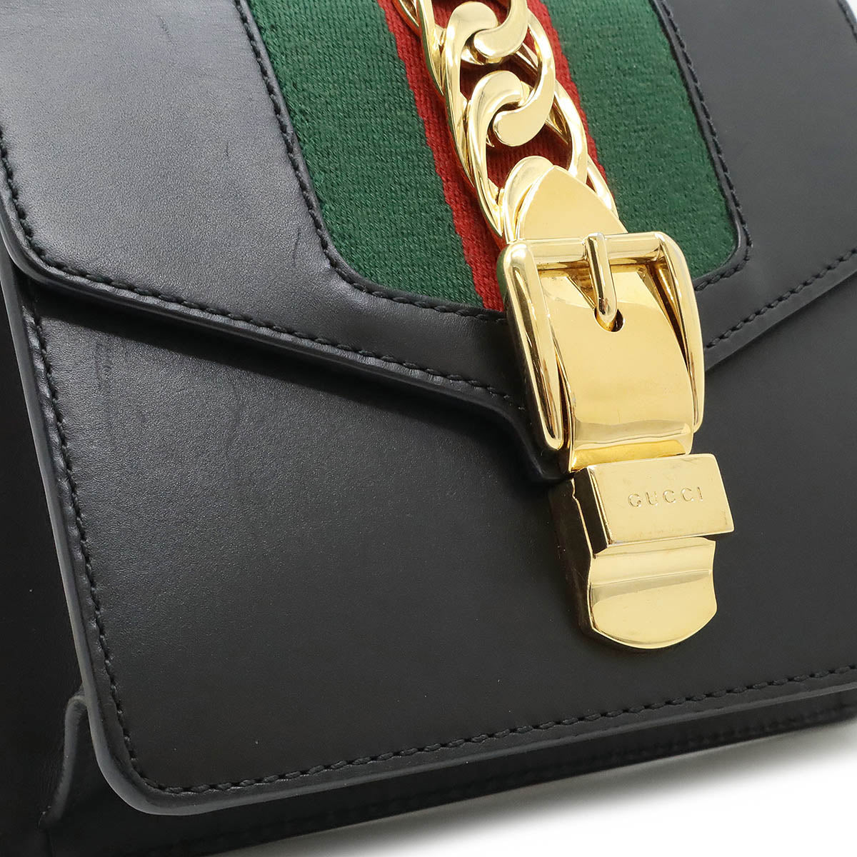 Luxury Gucci Trending 2025 Sylvie Leather Mini Chain Bag Black