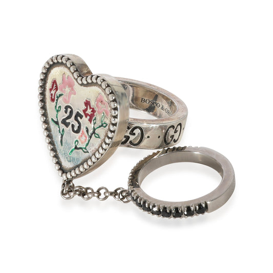 Luxury Gucci Trending 2025 Bosco & Orso Spinel Double Ring in Sterling Silver