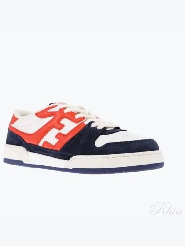 Luxury Fendi Match Suede Low Top Sneakers Blue Orange