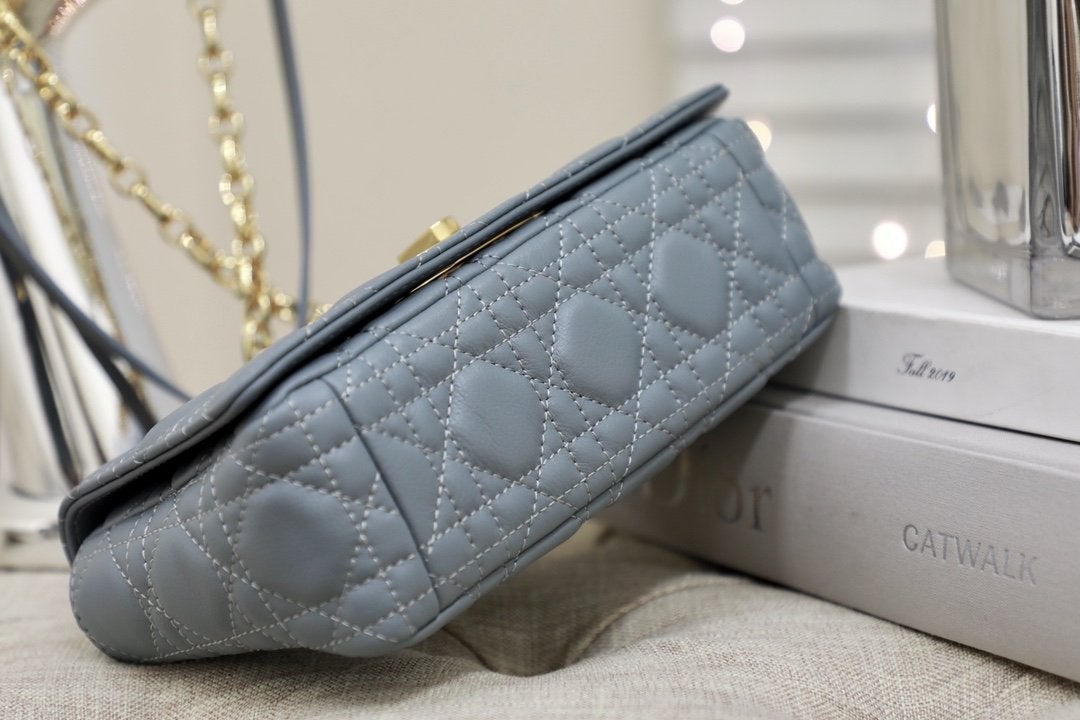 Luxury DiorSMALL CARO BAG GRAY SUPPLE CANNAGE CALFSKIN