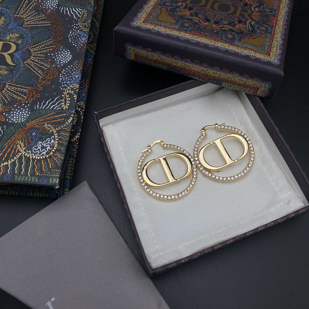 Luxury DiorEARRINGS GOLD DIAMOND 33MM