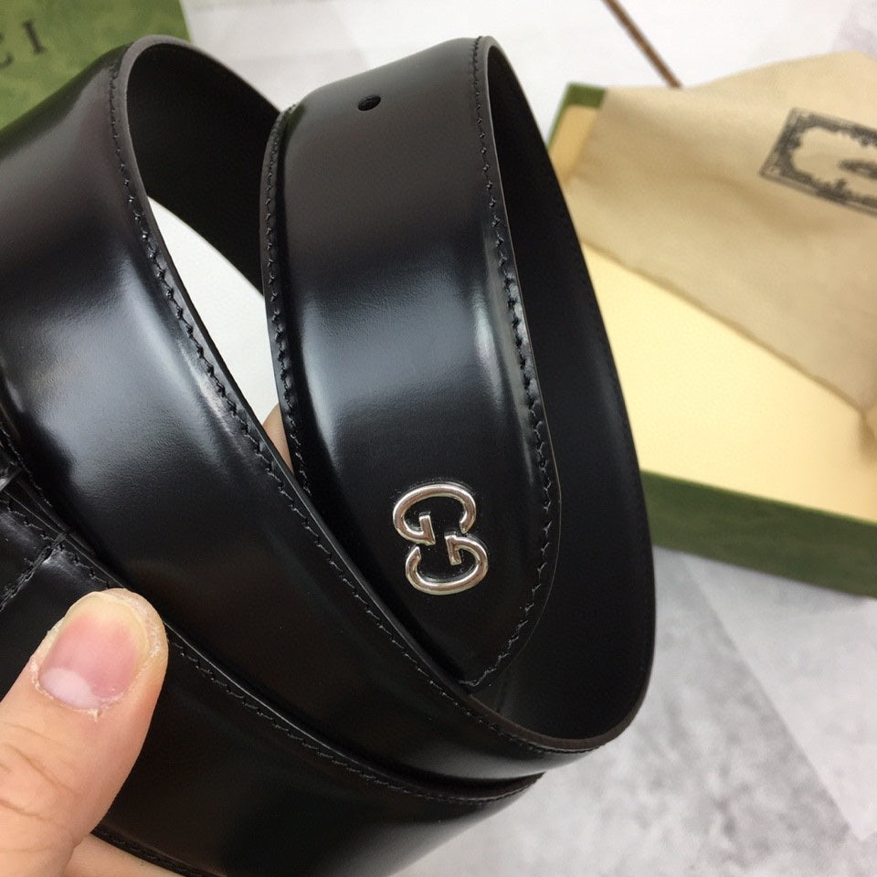 Luxury Gucci GC BELT GOLD BUCKLE BACK LEATHER 4.0CM
