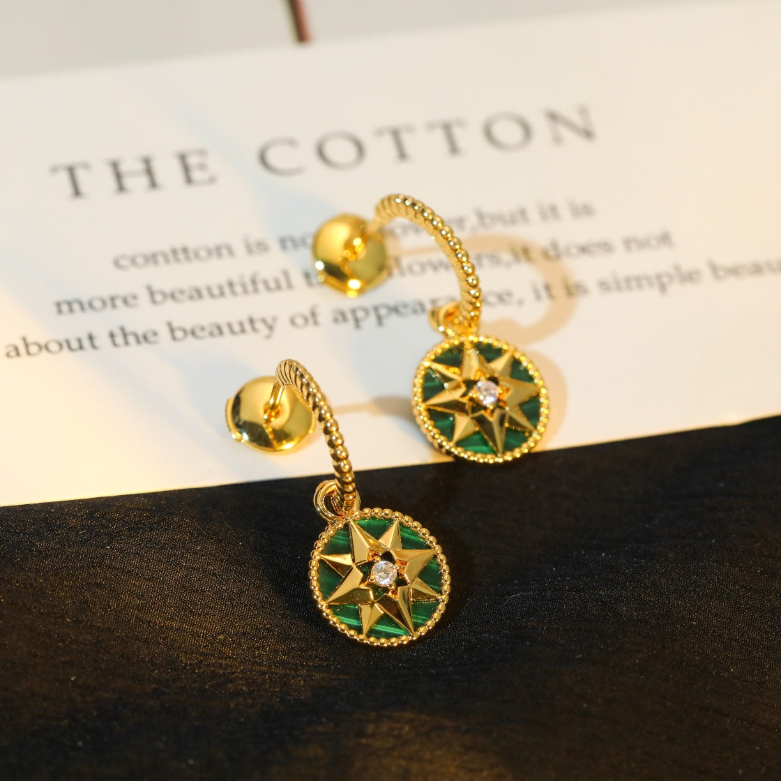 Luxury DiorLUCKY STAR GOLD MALACHITE EARRINGS