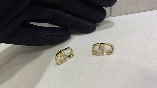 Luxury DiorPETIT DIAMOND GOLD STUD EARRINGS