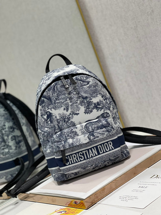 Luxury DiorTRAVEL BACKPACK 20CM WHITE BLUE OBLIQUE JACQUARD