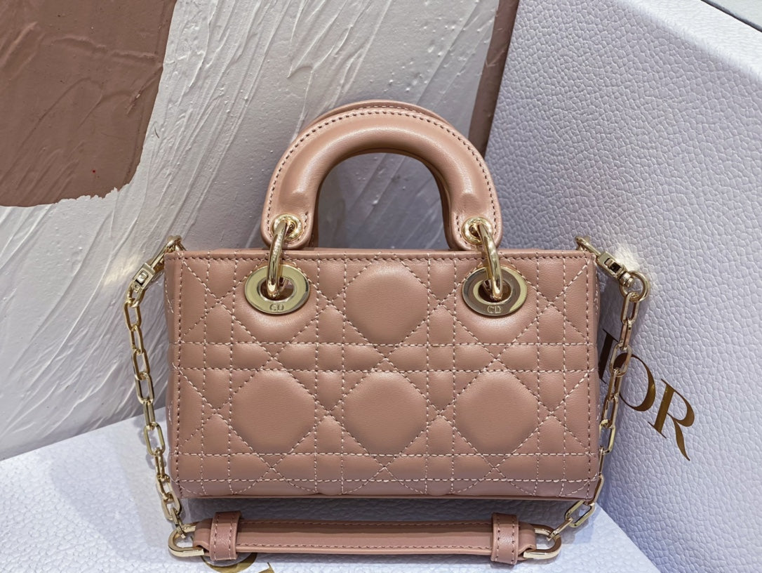 Luxury DiorMICRO LADY D-JOY 16.5 ROSE LAMBSKIN