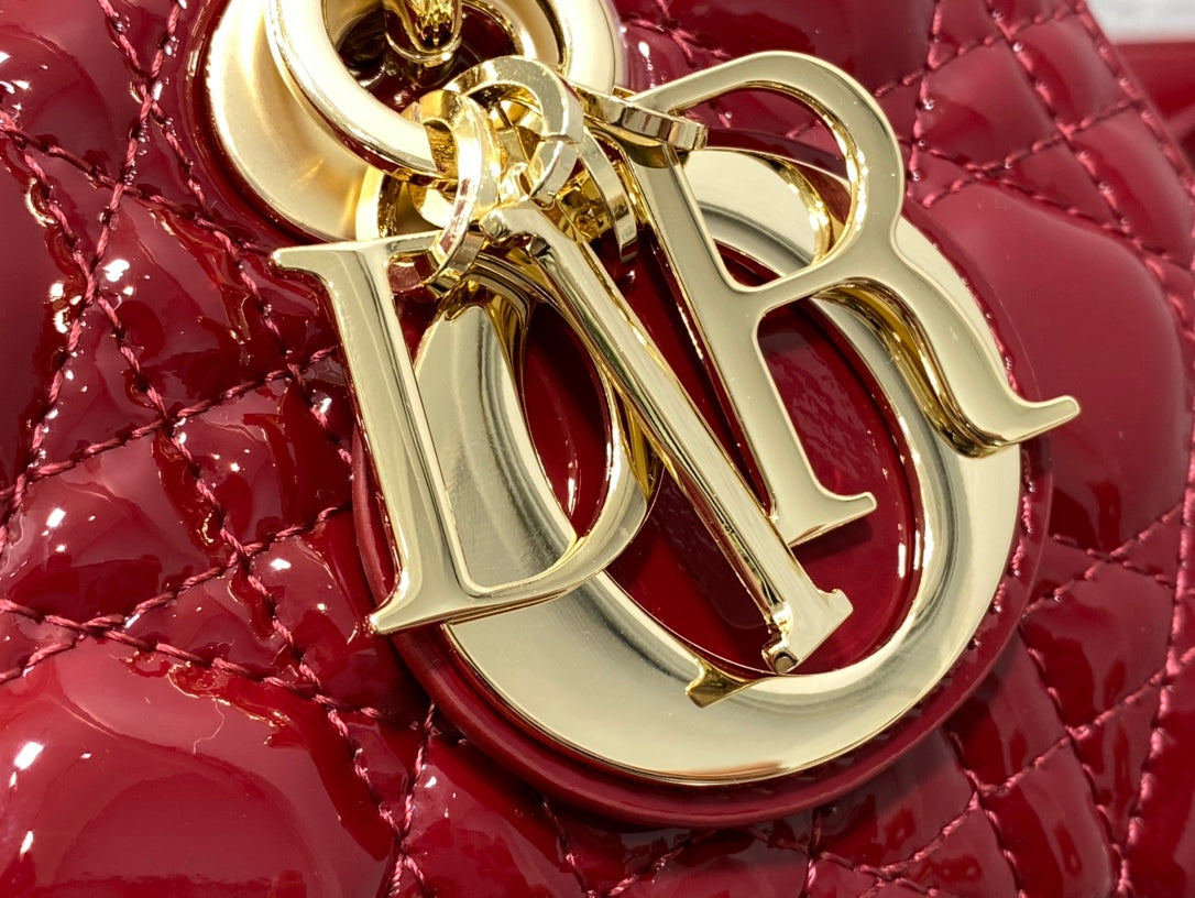Luxury DiorSMALL LADY D-JOY 22 RED PATENT CALFSKIN