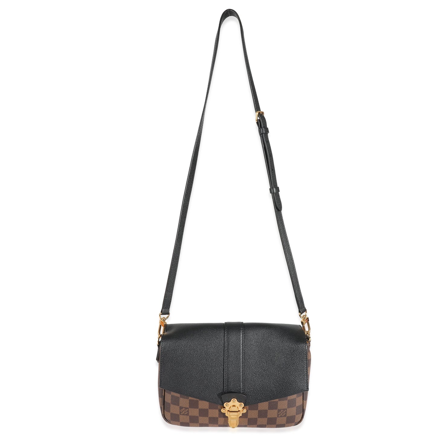 Louis Vuitton Black Leather Damier Ebene Canvas Clapton PM