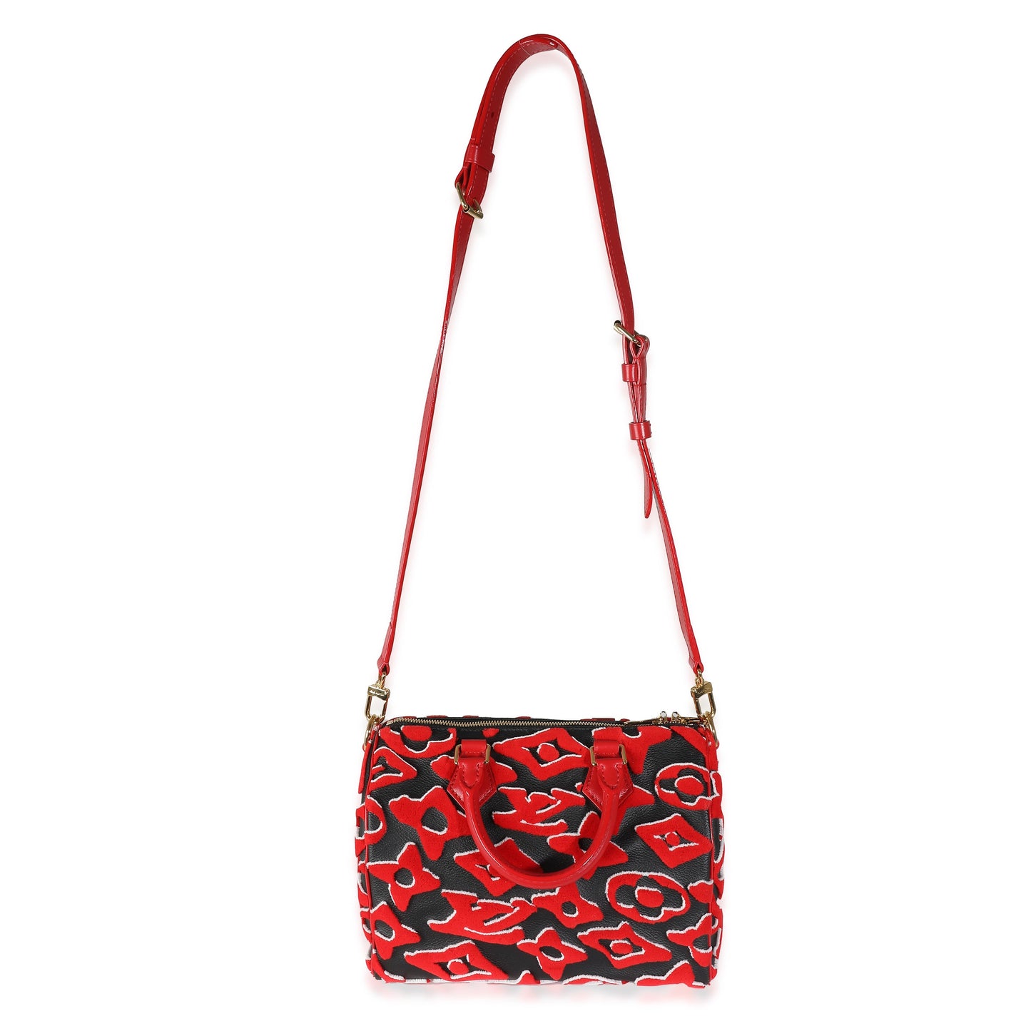 Louis Vuitton x UF Black Red Tufted Monogram Speedy Bandouliere 25