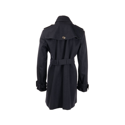 Burberry Size UK12 Detailed Button Trench Coat Virgin Wool/Cashmere Dark Blue