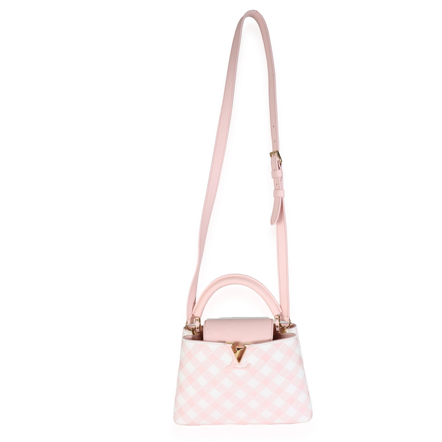 Louis Vuitton Light Pink Embroidered Taurillon Vichy Capucines BB