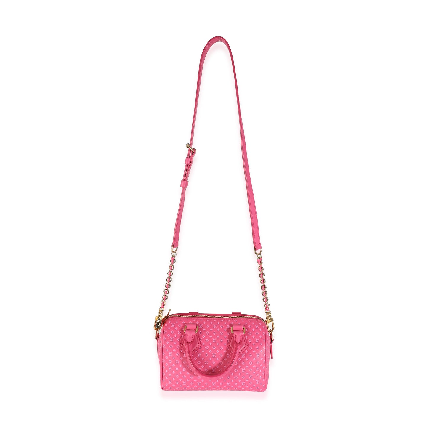 Louis Vuitton Rose Nanogram Embossed Calfskin Speedy Bandouliere 20