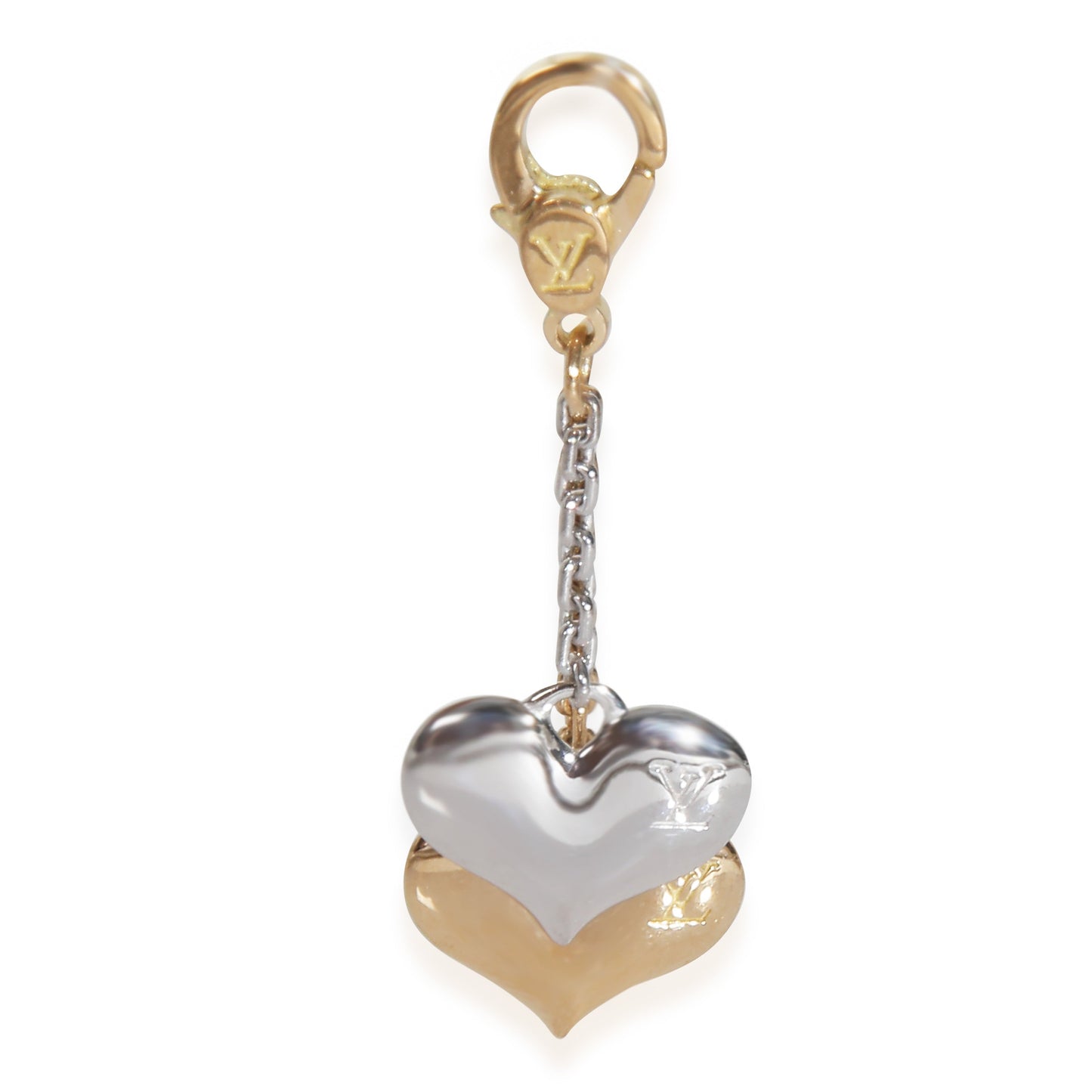 Louis Vuitton White Gold & Yellow Gold Double Heart Charm