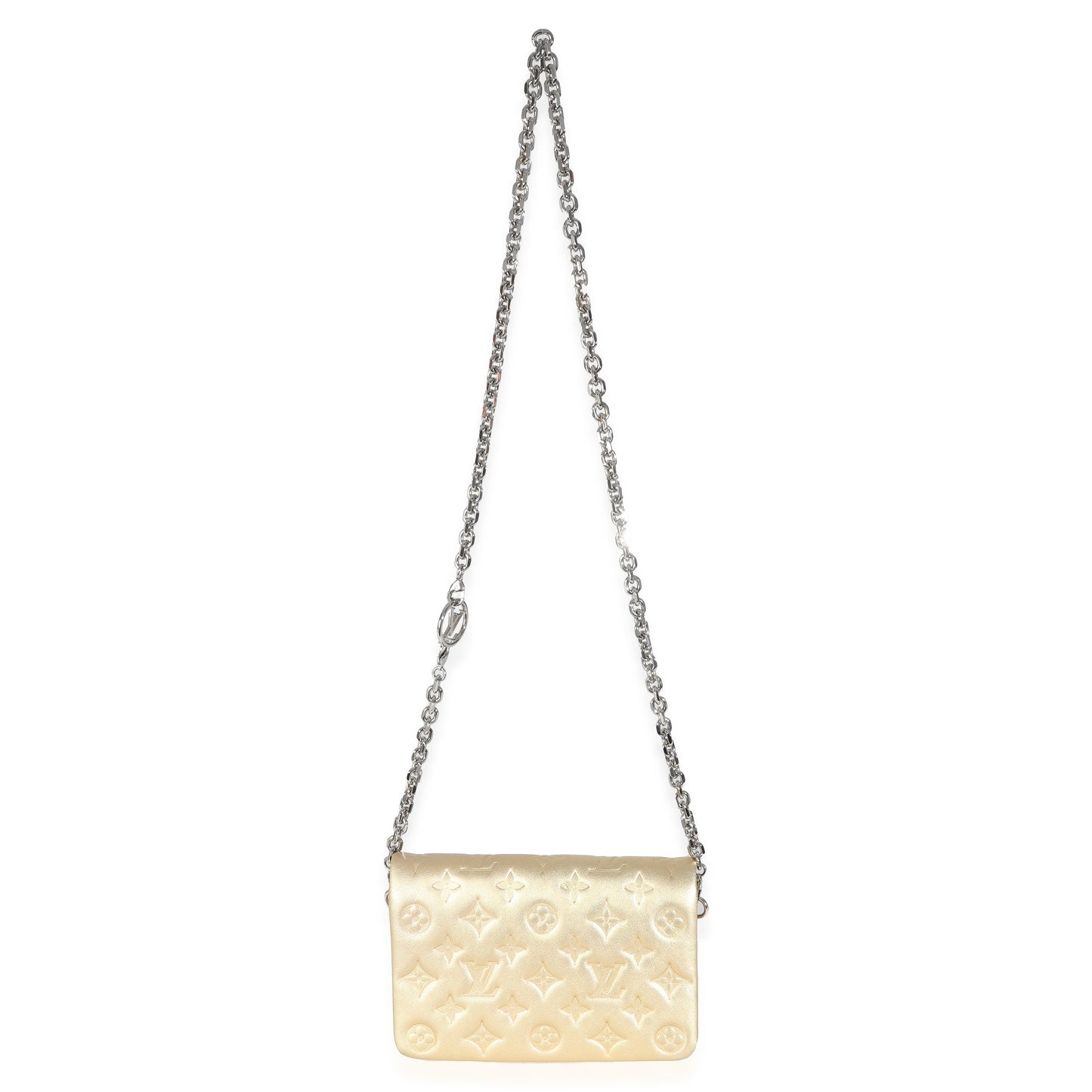 Louis Vuitton Gold Metallic Lambskin Embossed Monogram Pochette Coussin