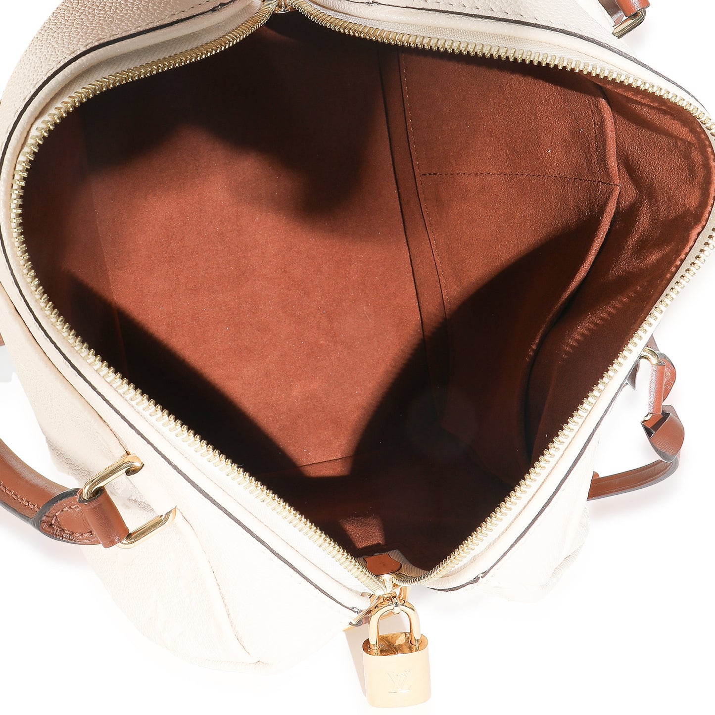 Louis Vuitton Cream Empreinte Caramel Calfskin Speedy Bandouliere 25 NM