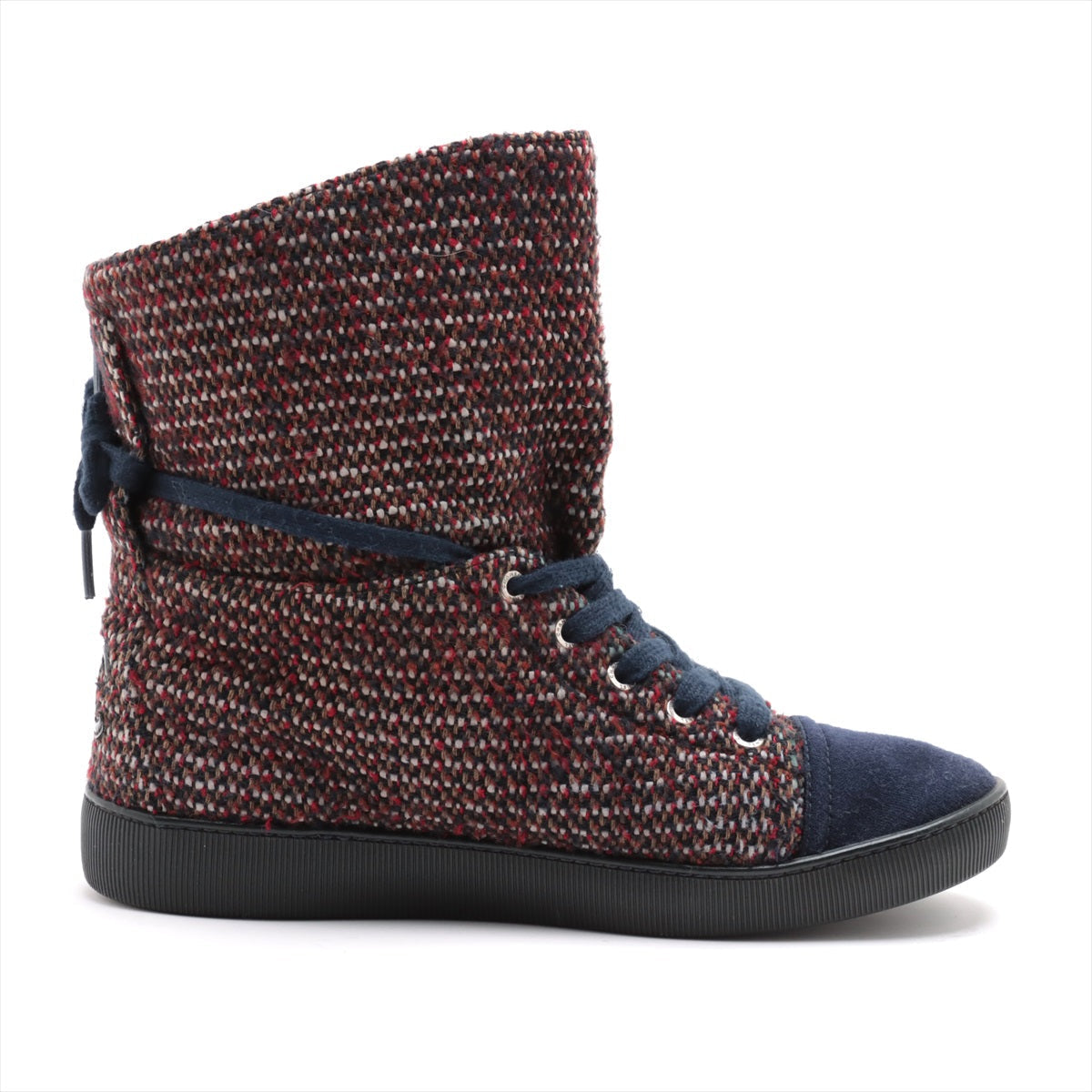 Chanel Coco 14AW Tweed Highcut Sneaker 40 1/2 Multicolor G30136