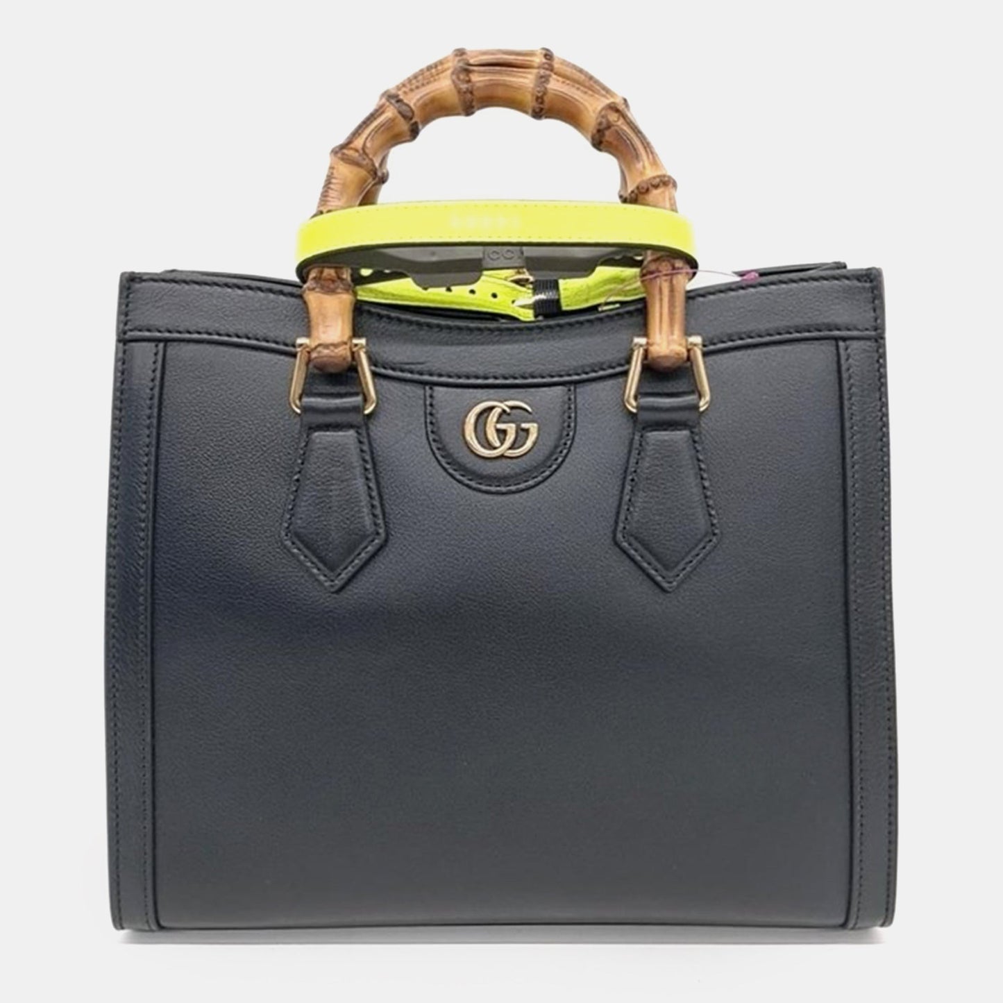 Luxury Gucci Trending 2025 Black Leather Diana Bamboo Small Tote Bag