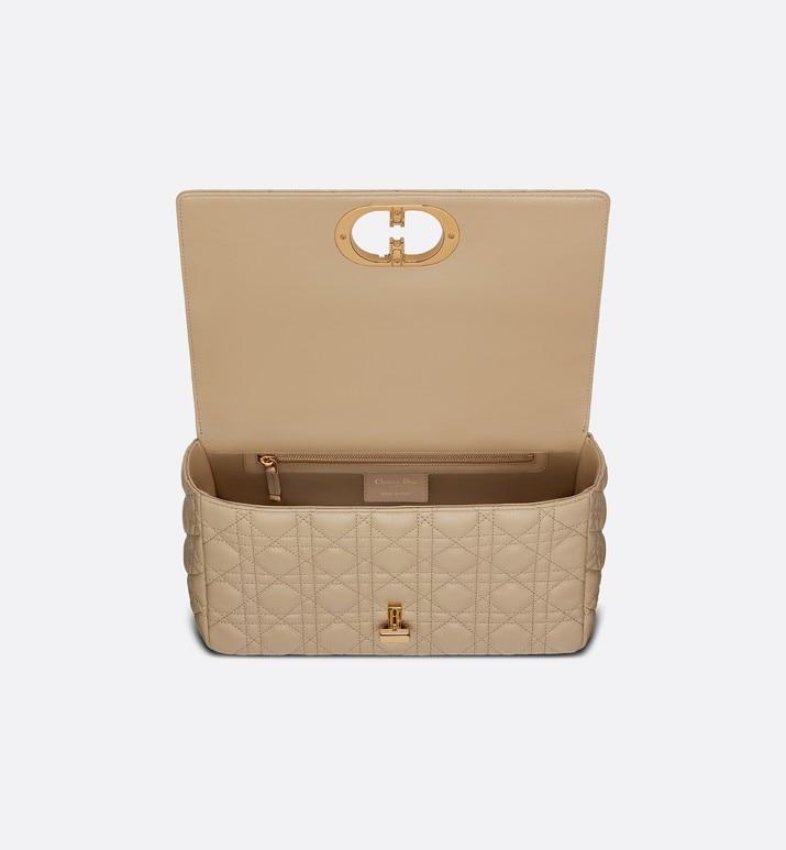 Small Luxury Dior Caro Bag Beige Supple Cannage Calfskin
