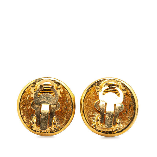 Chanel Vintage Coco Mark Round Earrings Gold