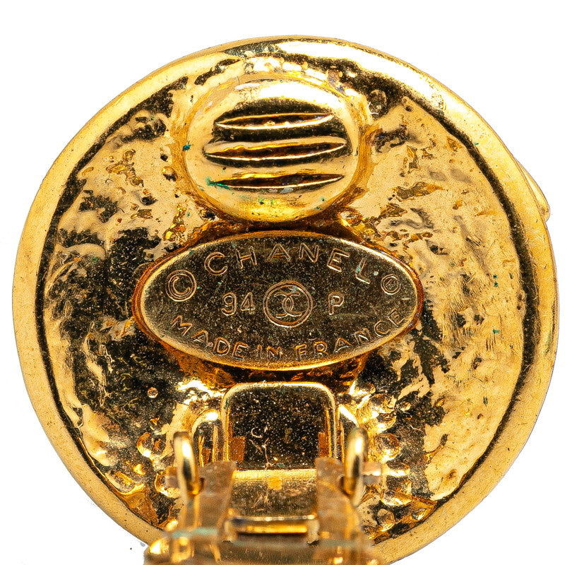 Chanel Vintage Coco Mark Round Earrings Gold