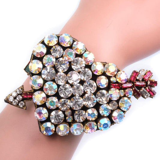 Luxury Gucci Trending 2025 Leather Rhinestone Heart Bracelet