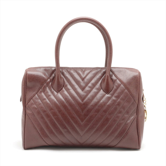Chanel V Stitch Caviar S Tote Bag Brown G 1st